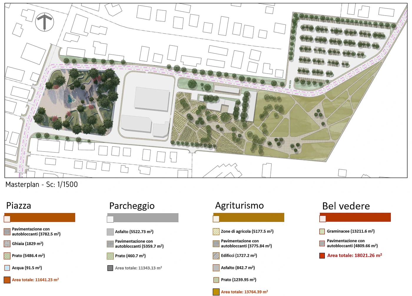 Piazza masterplan and surface key
