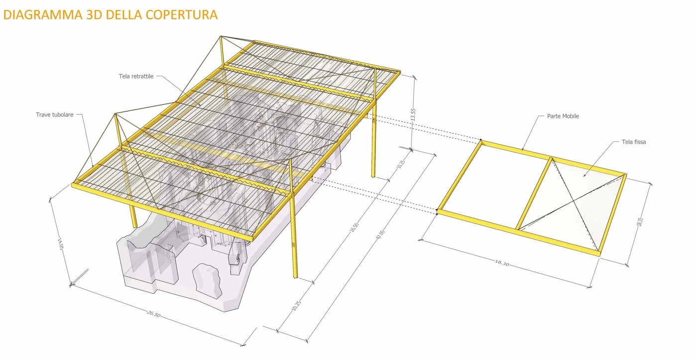 Canopy — exploded structural axonometric