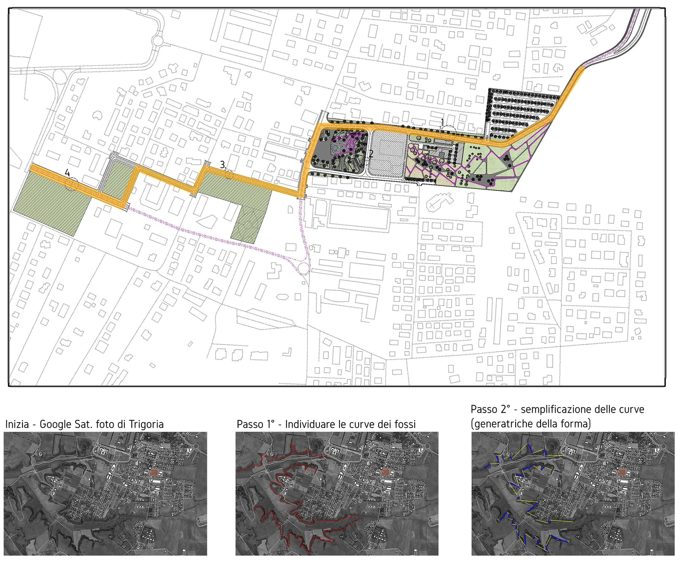 Drainage lines and the geometry of the proposal