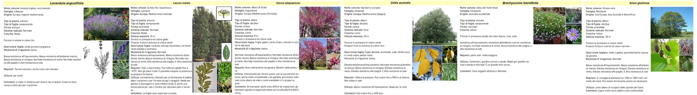 Plant species and seasonal character