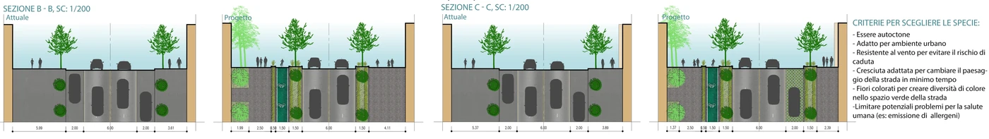 Sections B and C — existing and proposed